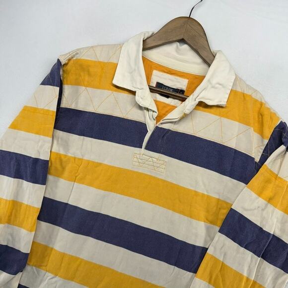 J.CREW Other - Vintage J Crew Rugby Shirt mens Small Blue Yellow Colorblock Collared Preppy 90s